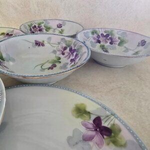 Nippon Japanese Handpainted Violet plates and bowls